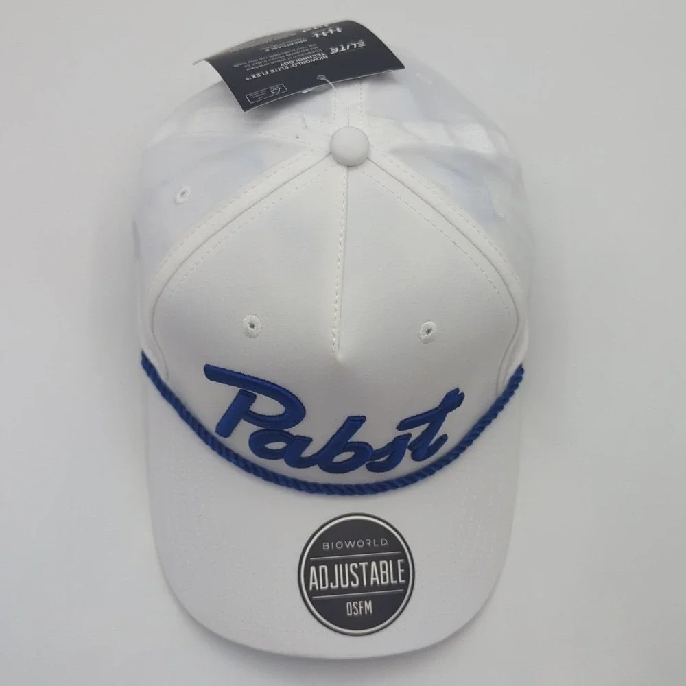Pabst Blue Ribbon Bioworld Rope Hat White Blue Snapback Cap OSFM